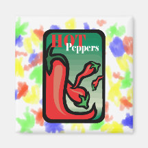 Hot Pepper Text Graphic two chilis Magnet