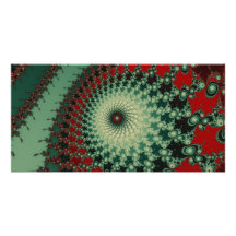 Hot Peppery Spicy Fractal - green and red Customized Photo Card