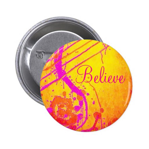 Hot pink abstract, Believe badge.