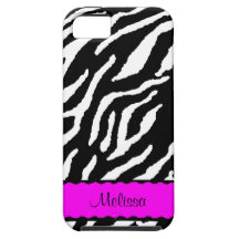 Hot Pink Accent With White And Black Tiger Print