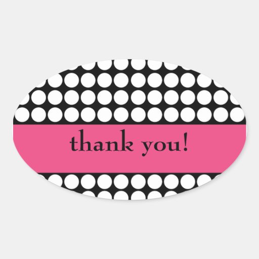 hot pink and black dot thank you stickers