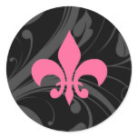 Hot Pink and Black Fleur De Lis Stickers stickers