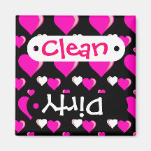 Hot Pink and Black Hearts Valentine's Day Love Refrigerator Magnets