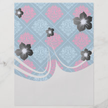 hot pink and blue diamond damask flyer design