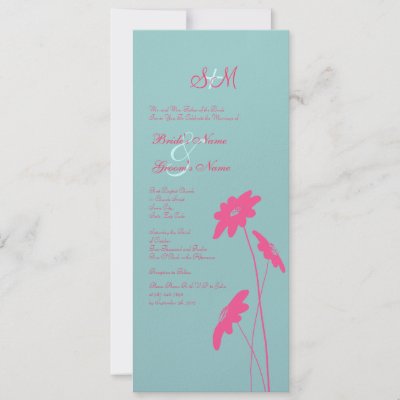  Pink Wedding Invitations on Hot Pink And Blue Wildflowers Wedding Invitation By Thebrideshop