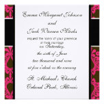 hot pink and brown damask chic design personalized announcement