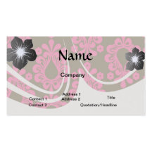 hot pink and brown damask design business card templates