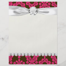 hot pink and brown damask design flyer design