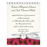 hot pink and brown damask design personalized announcement
