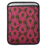 hot pink and brown damask design iPad sleeve