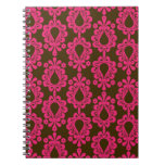 hot pink and brown damask design journals