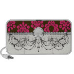 hot pink and brown damask design portable speakers