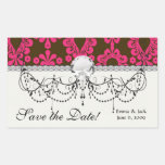 hot pink and brown damask design sticker