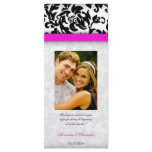 Hot Pink and Damask Delight Wedding Program Customized Rack Card