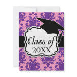 hot pink and deep purple pretty damask pattern custom invite