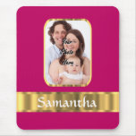 Hot pink and gold personalized mousepads