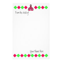 Hot Pink and Green Argyle Teacher Stationery