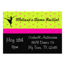 Hot Pink and Green Dance Recital Invitation