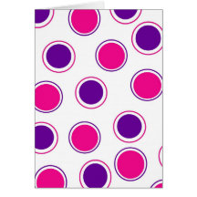 Hot Pink and Purple Polka Dots Concentric Circles Greeting Card