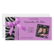Hot Pink And Silver Zebra Gems Save The Date Card