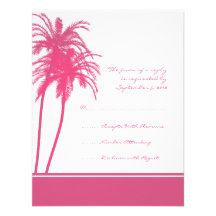 Hot Pink and White Tropical Palms Invitation RSVP