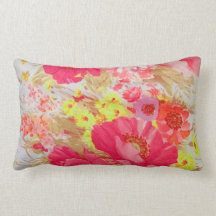 Hot pink and yellow florals pillow.
