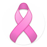 Hot Pink Awareness Ribbon Round Sticker