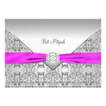 Hot Pink Bat Mitzvah invitations