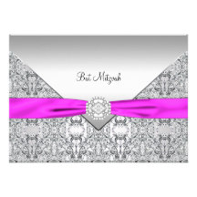 Hot Pink Bat Mitzvah Custom Invites