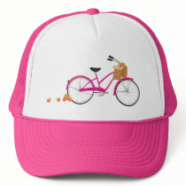 Hot PInk Bicycle with Oranges Mesh Hat