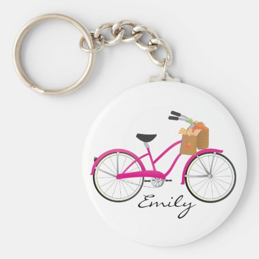 Hot PInk Bicycle with Oranges Key Chains
