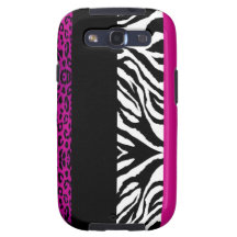 Hot Pink Black and Zebra Custom Animal Print Galaxy S3 Covers