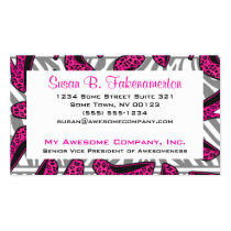 Hot Pink & Black Animal Print High Heel Shoes business cards