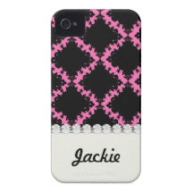 hot pink black diamond mod damask Case-Mate iPhone 4 case