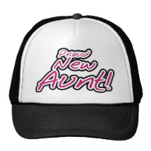 Hot Pink/Black Text Proud New Aunt Mesh Hats