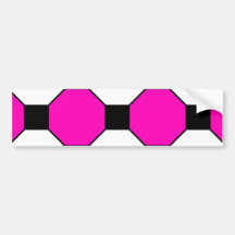 Hot Pink Black White Squares Hexagons Pattern Bumper Stickers