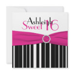 Hot Pink, Black, White Sweet Sixteen Invitation