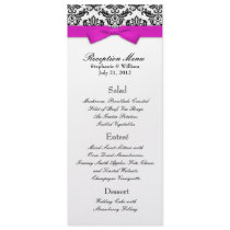 Hot Pink Bow with Damask Wedding Reception Menu