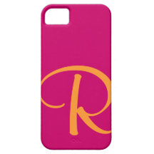Hot Pink Bright Orange Monogram iPhone 5 Case