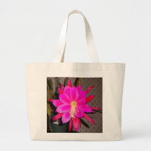 Hot Pink Cactus Flower Tote Bags