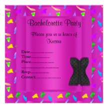 HOT PINK confetti BACHELORETTE PARTY INVITATION