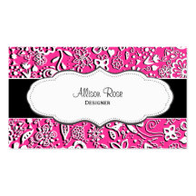 Hot Pink Contemporary Floral Doodle business cards