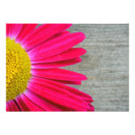 Hot Pink Daisy & Barnwood Wedding Invitation
