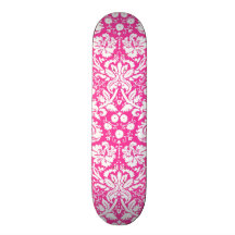Hot pink damask pattern skateboard decks