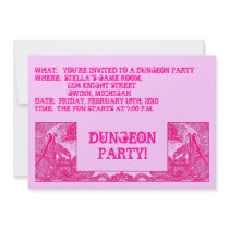 HOT PINK DRAGONS IN DUNGEONS ~ PARTY INVITATION!