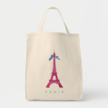 Hot Pink Eiffel Tower in faux glitter Canvas Bags