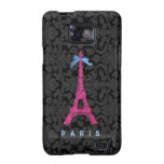 Hot Pink Eiffel Tower in faux glitter Samsung Galaxy S2 Cases