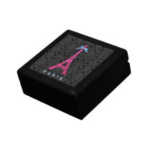 Hot Pink Eiffel Tower in faux glitter Jewelry Box