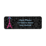 Hot Pink Eiffel Tower in faux glitter Return Address Label