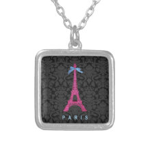 Hot Pink Eiffel Tower in faux glitter Custom Jewelry